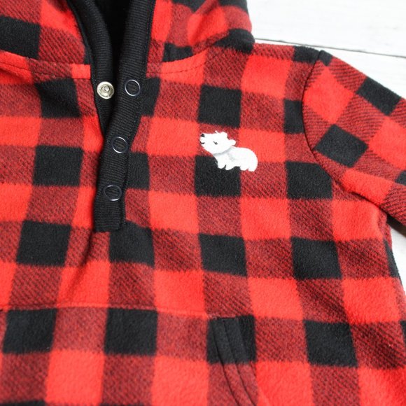 Baby Boy Size 6 Months Red Buffalo Plaid Jumpsuit - Picture 2 of 3